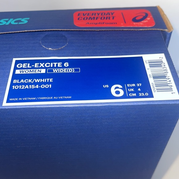 ASICS gel- excite 6 black and white sneakers size 6 - Picture 5 of 10